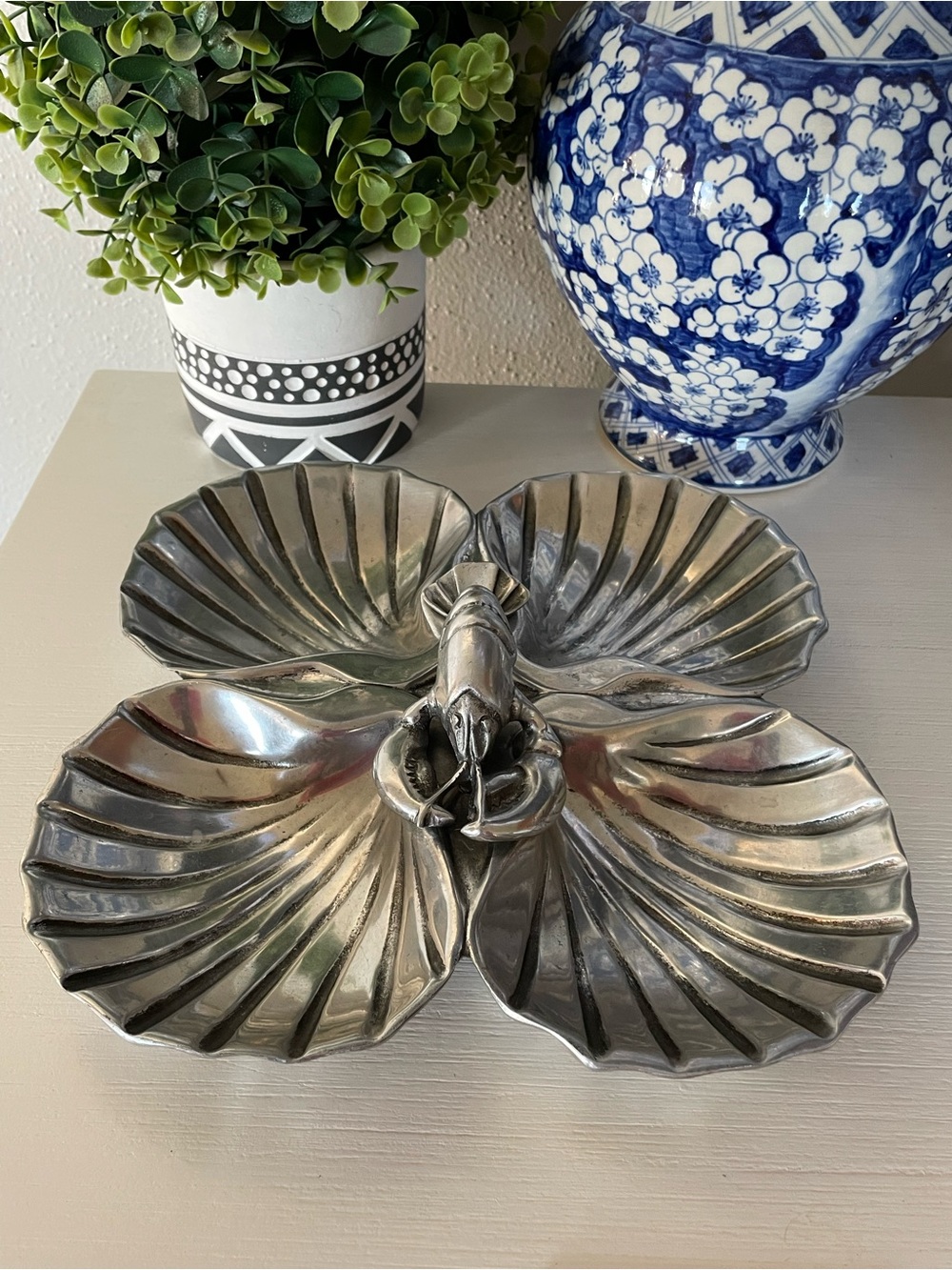 Vintage Bruce Fox Wilton Lobster Shell 4 Section Tray